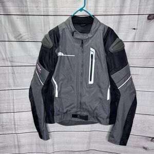 Vega Technical Gear Mens Jacket Gray Black Large Riding Motorcycle Full Zip Line
